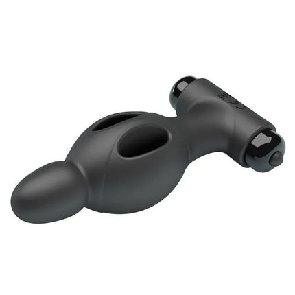 Matte black Vibrating Anal Plug made of silicone with a cutaway design and smooth bulbous tip for comfortable wear.