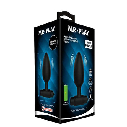 Vibrating Anal Plug in packaging with powerful 10-function silicone anal vibrator for customizable stimulation.
