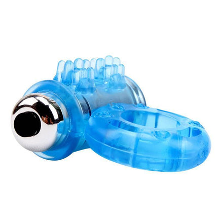 Vibrating Bull Ring-Blue with TPE material for enhanced pleasure and comfort, featuring powerful vibrations, phthalate-free, includes batteries.