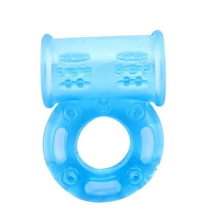 Vibrating Bull Ring-Blue with soft TPE material, 1.8 cm diameter, phthalate-free, featuring powerful vibrations and included batteries.