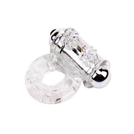 Vibrating Bull Ring-Clear with silver accents, designed for enhancing shared pleasure, body-safe TPE material, waterproof, 7 modes