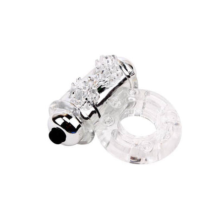 Vibrating Bull Ring-Clear, discreet vibrating cock ring with 7 modes and waterproof design, made from body-safe TPE, 1.8 cm diameter.