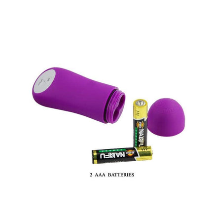 Vibrating Buller Magic x20 Purple with open cover and 2 AAA batteries.