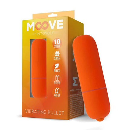 Moove Vibrating Bullet 10 Speeds Orange with packaging