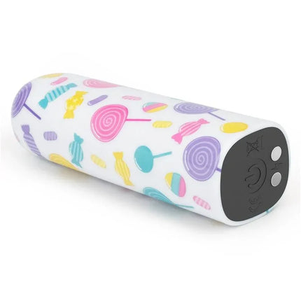 Vibrating Bullet Lollipop with colorful candy design for portable pleasure