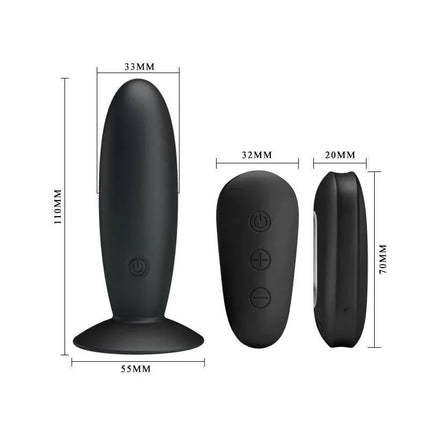 Vibrating Butt Plug with Remote control USB dimensions and design view