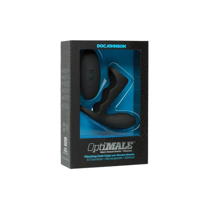 Vibrating Cock Cage with Wireless Remote Black in packaging, designed for couples' mutual pleasure with powerful vibrations.