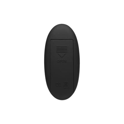Wireless remote for Vibrating Cock Cage with Wireless Remote Black, showcasing back panel design.