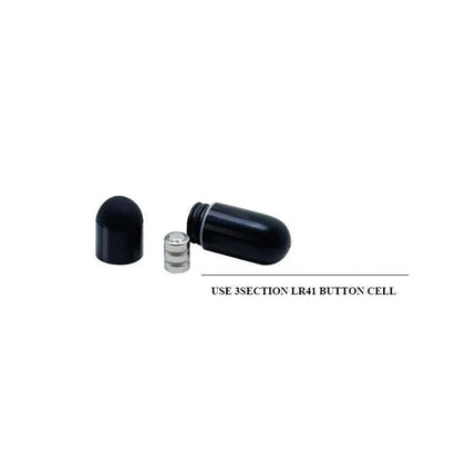 Vibrating Cock Ring Bertram Black battery compartment and LR41 battery shown.