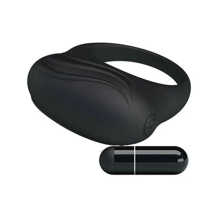Vibrating Cock Ring Bertram Black with silicone design for enhanced couple's pleasure and comfort.