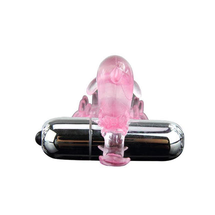 Vibrating Cock Ring Love Dolphig Ring Pink with built-in vibrating bullet, enhancing pleasure with a discreet compact design.