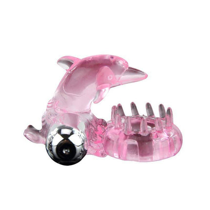 Pink Vibrating Cock Ring Love Dolphig Ring with vibrating bullet for enhanced pleasure