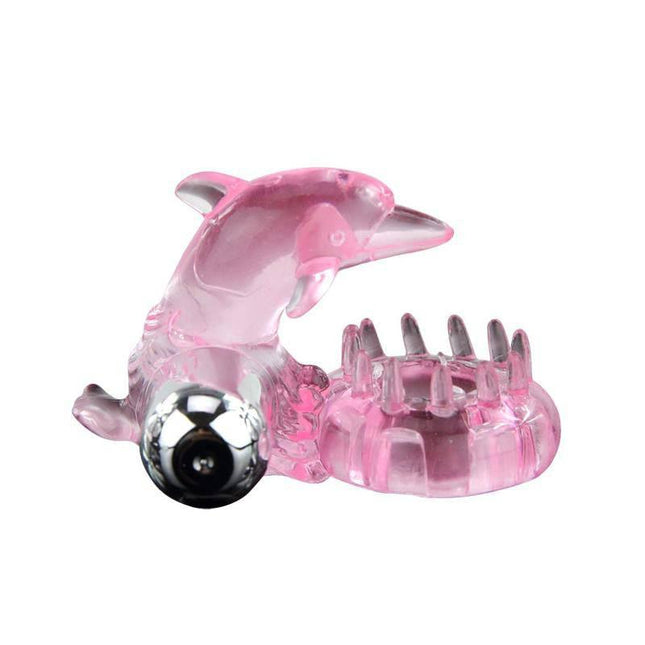 Pink Vibrating Cock Ring Love Dolphig Ring with vibrating bullet for enhanced pleasure