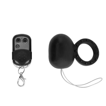 Vibrating Cockring with Remote Control Black featuring dual stimulation design and 10 vibration functions for enhanced pleasure.