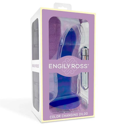 Vibrating Color-Changing Dildo Blue to Purple Size M 17 cm in packaging by Engily Ross