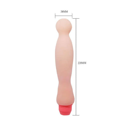 Vibrating Dildo Flesh 22 cm with bendable design for G-spot and P-spot stimulation, featuring a bubble-shaped head.