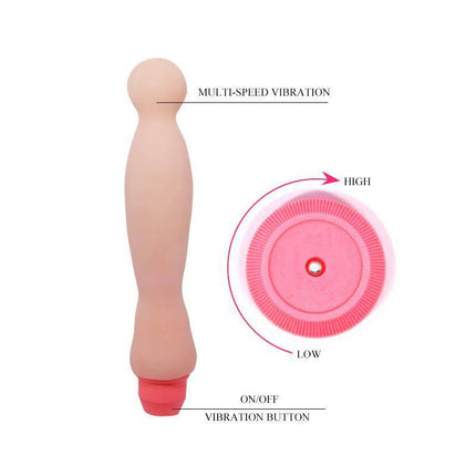 Vibrating Dildo Flesh 22 cm with multi-speed vibration and flexible design for G-spot and P-spot stimulation