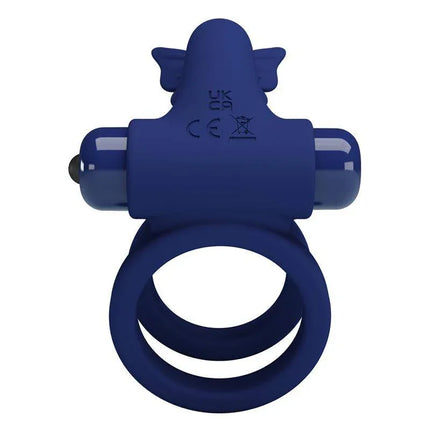 Vibrating Double Penis Ring in blue, featuring dual rings and a vibrator for enhanced couples' intimacy and synchronized stimulation.