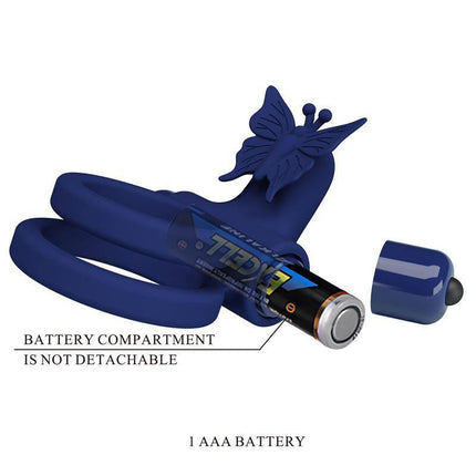 Vibrating Double Penis Ring with dual rings and detachable battery for enhanced couples' stimulation and secure fit.