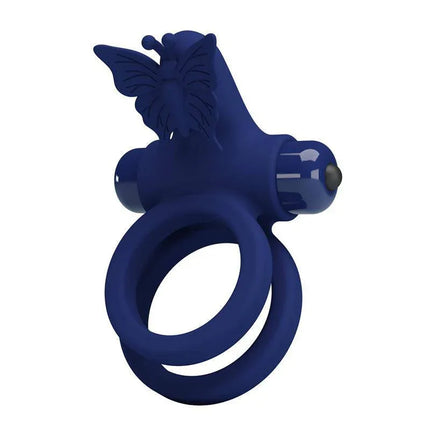 Vibrating Double Penis Ring with dual rings and butterfly design for couples' enhanced pleasure
