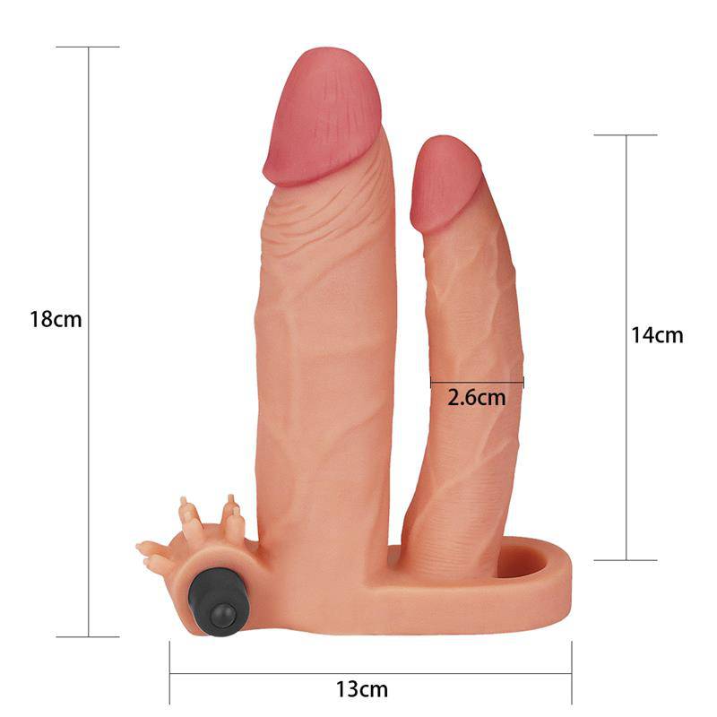 Vibrating Double Penis Sleeve with Vibration +1 - secretsextoys.store