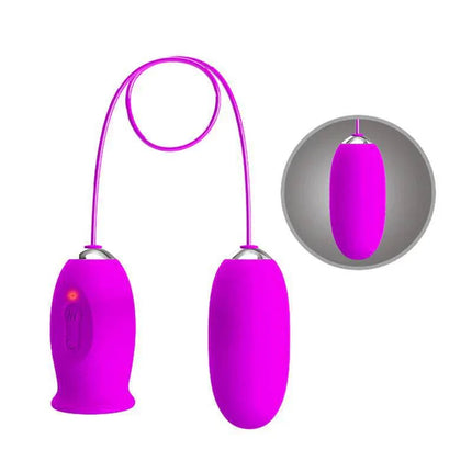 Vibrating Egg and Licking Stimulator in pink silicone for dual internal and external pleasure, featuring hands-free operation.