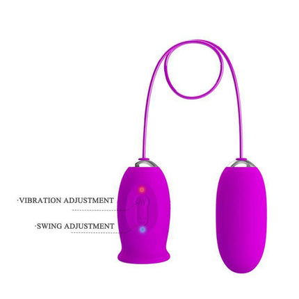 Vibrating Egg and Licking Stimulator with vibration and swing adjustment features, purple, dual-stimulation pleasure toy.