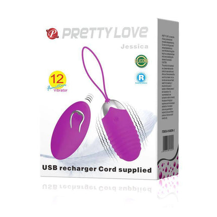 Vibrating Egg Jessica USB Purple, 12 vibration functions, wireless remote, purple color, USB rechargeable.