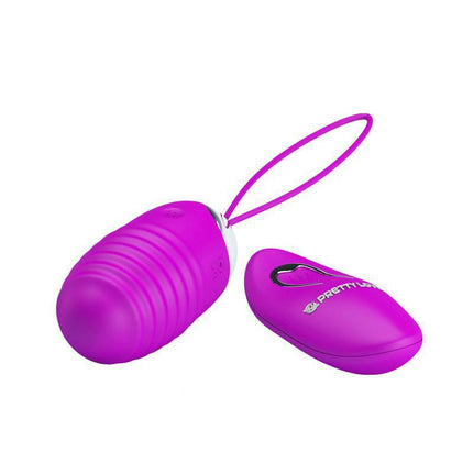 Vibrating Egg Jessica USB Purple with wireless remote, featuring 12 customizable vibration functions in a compact, discreet design.