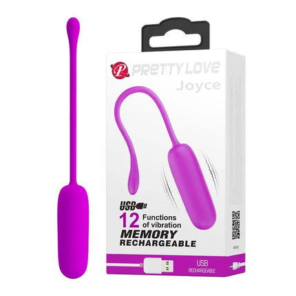Vibrating Egg Joyce Silicone USB in packaging with 12 vibration functions and USB rechargeable.