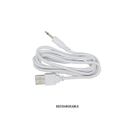 USB charging cable for Vibrating Egg Joyce Silicone USB with 3.5mm audio jack and text 'Rechargeable'