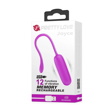 Vibrating Egg Joyce Silicone USB in packaging with 12 vibration functions and USB recharge feature