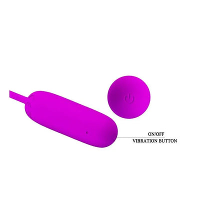 Vibrating Egg Joyce Silicone USB in purple, showcasing its design and on/off vibration button for easy control.