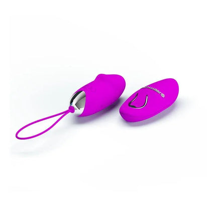 Vibrating Egg Julia in vibrant pink color with wireless remote control for discreet satisfaction and 12 customizable vibration functions.