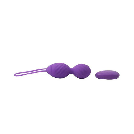 Purple Vibrating Egg Remote Control Ridged USB Silicone 7.4 with remote, featuring ridged design and wireless use for enhanced pleasure.