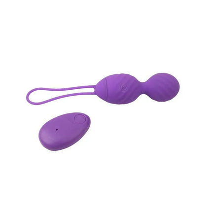 Purple Vibrating Egg Remote Control Ridged USB Silicone 7.4 with wireless remote; features 10 vibration modes for enhanced pleasure.