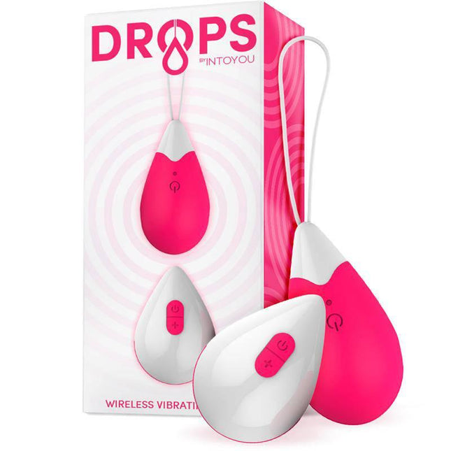 Vibrating Egg Remote Control USB Silicone Pink by Drops, featuring ergonomic design and 10 vibration functions with wireless remote.