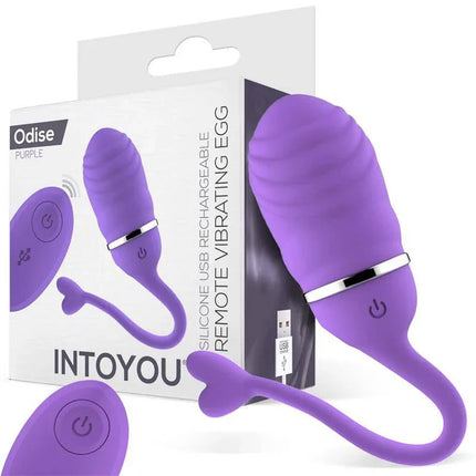 Vibrating Egg with Remote Control Odise USB Silicone Purple by IntoYou, featuring 10 vibration functions and phthalate-free materials.