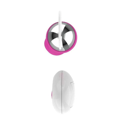 Vibrating Egg with Remote Control USB Pink by A-GUSTO, featuring wireless control and 10 vibration modes, shown in side and top views.