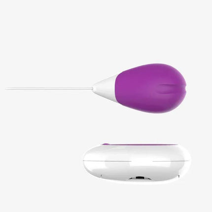 Vibrating Egg with Remote Control USB Purple made from silicone and ABS, featuring 10 vibration modes, shown in compact design.