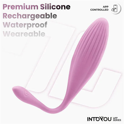 Vibrating Egg with Rotating Beads and APP USB in pink, featuring premium silicone and waterproof design, part of Intoyou® App Series.