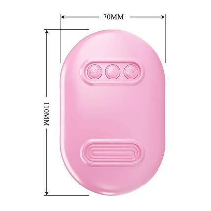 Vibrating Egg with Shock Nipple Clamps Kit showing compact, pink device with dimensions 110mm by 70mm