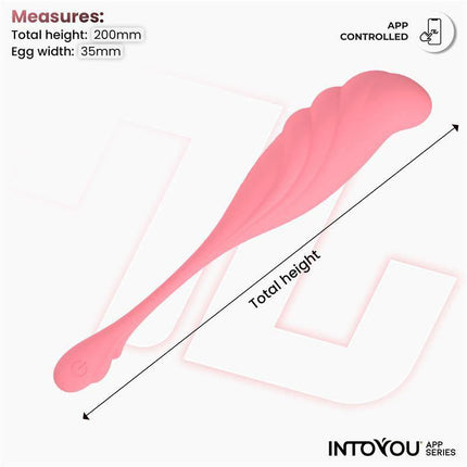 Vibrating Egg with Waving and APP USB, pink, sleek design, with dimensions 200mm height and 35mm width, app-controlled.