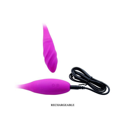 Vibrating Eggs Snaky Purple rechargeable vibrating eggs with bendable form and USB cable, powerful vibrations for solo or couple play.