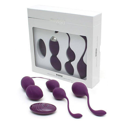 Vibrating Kegel Ball Set Remote Control Rimini Purple for pelvic muscle training and pleasure intensification.