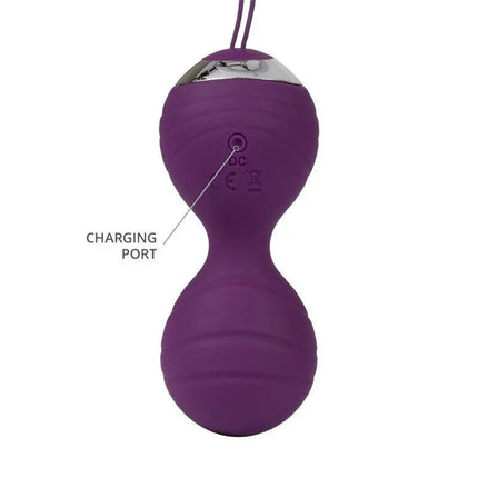 Vibrating Kegel Ball Set Remote Control Rimini Purple with charging port, purple silicone finish for pelvic workouts