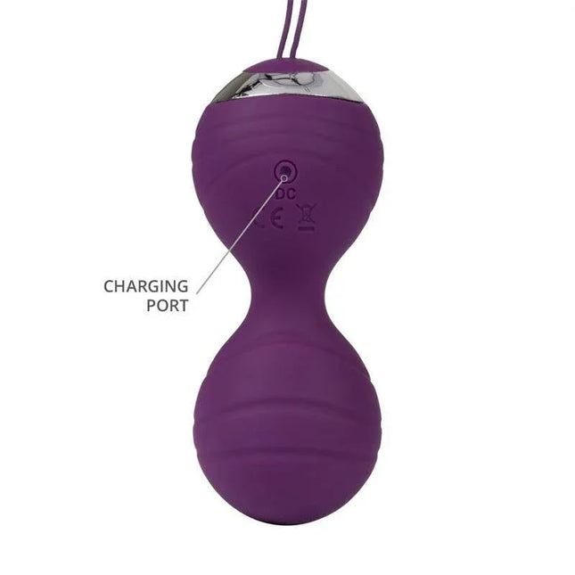 Vibrating Kegel Ball Set Remote Control Rimini Purple with charging port, purple silicone finish for pelvic workouts
