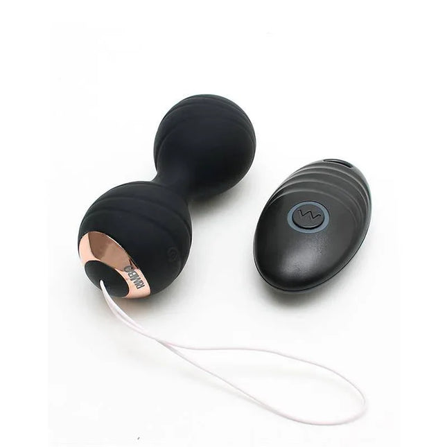 Vibrating Kegel Balls with Remote Control Cannes Black in body-safe silicone for pelvic floor health and wellness.