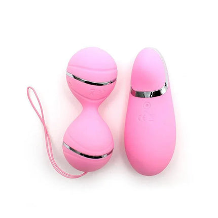 Vibrating Lay-on Kegelball set Ibiza Pink in premium silicone for pelvic floor strengthening and customizable stimulation.