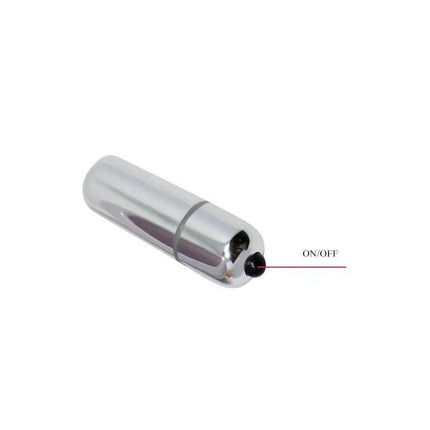 Silver bullet-shaped component for Vibrating Masturbator Hedy White Vagina with on/off switch, designed for versatile stimulation.